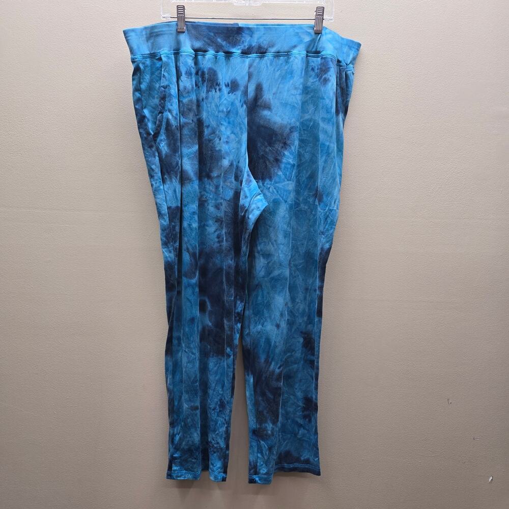 Logo Lounge by Lori Goldstein NWT Regular Tie-Dye Straight Leg Pants Blue SZ XL